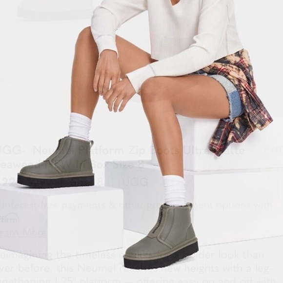 UGG | Neumel Platform Zip Chukka Boots In Ultra Matte Seaweed Size 11 NEW - Picture 2 of 9